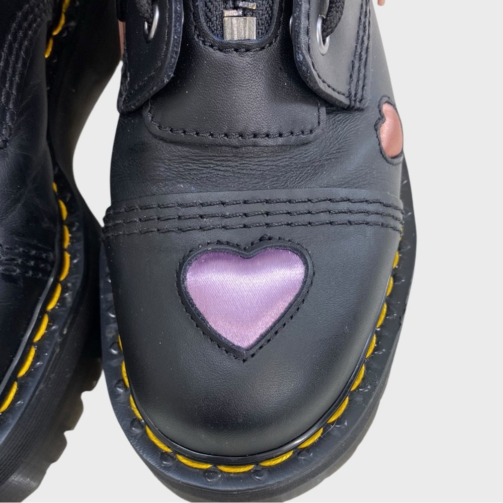 Dr. Martens Black Purple Pink Heart Sinclair Combat Boots EU 39 US 8 - Picture 3 of 13